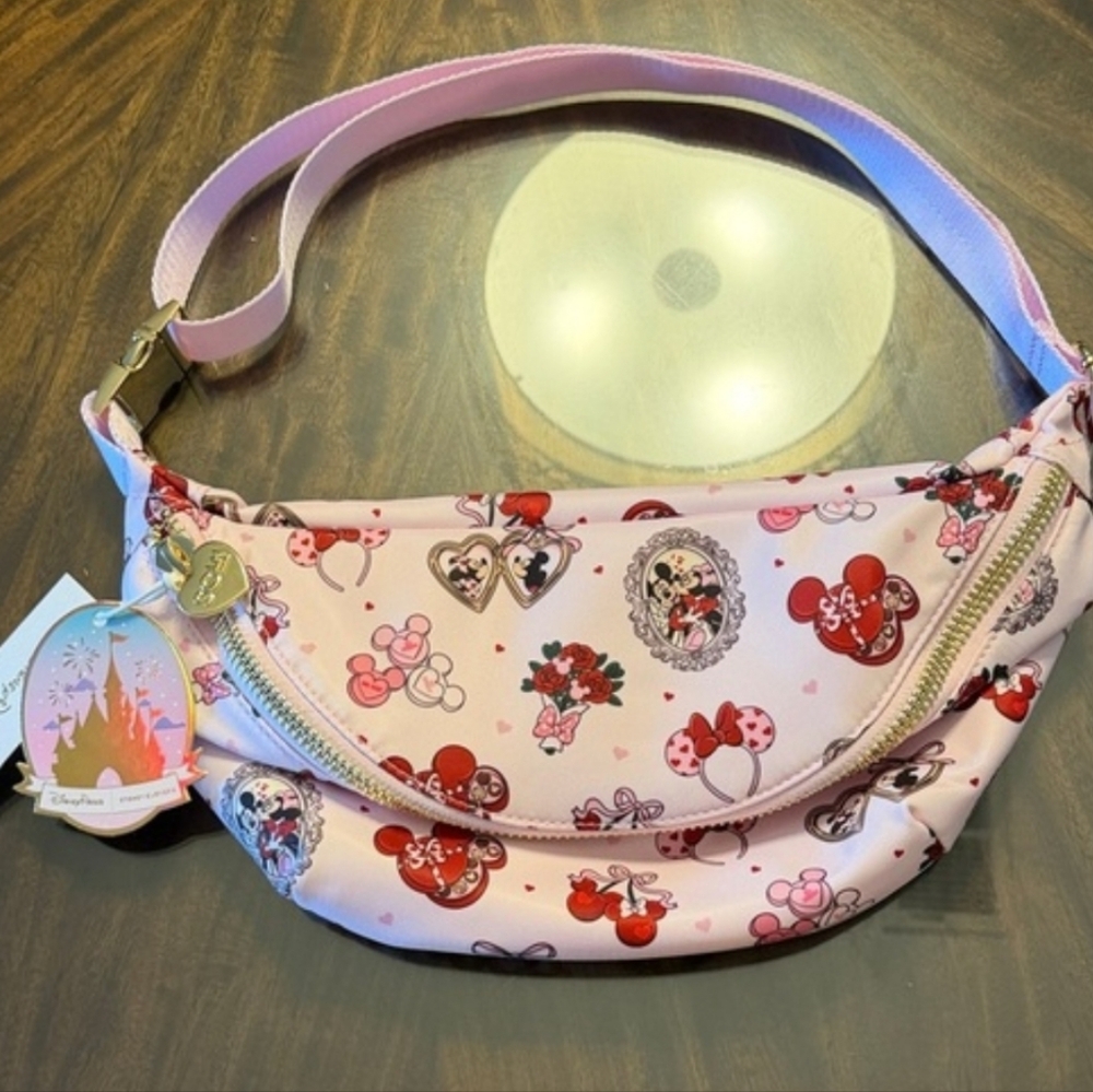 Pink Disney STONEY CLOVER Fanny Pack with Heart and Character Print
